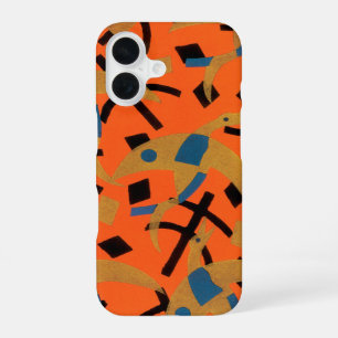 Coque iPhone 16 Art Déco Jazz Pochoir Vintage Oiseaux Animaux Doré