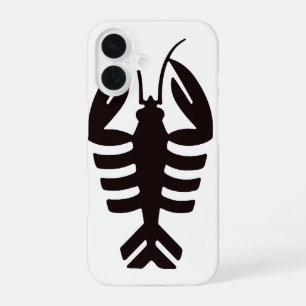 Coque iPhone 16 Art Déco vintage Fruits de mer, Homard en noir