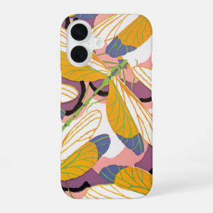 Coque iPhone 16 Art Déco vintage jazz pochoir dragonflies de jardi