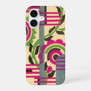 Coque iPhone 16 Art Déco vintage motif géométrique jazz Pochoir