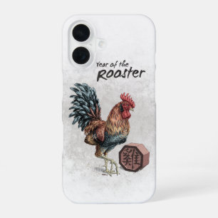 Coque iPhone 16 Art du zodiaque chinois de l'année du Coq