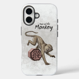 Coque iPhone 16 Art du zodiaque chinois de l'année du Singe
