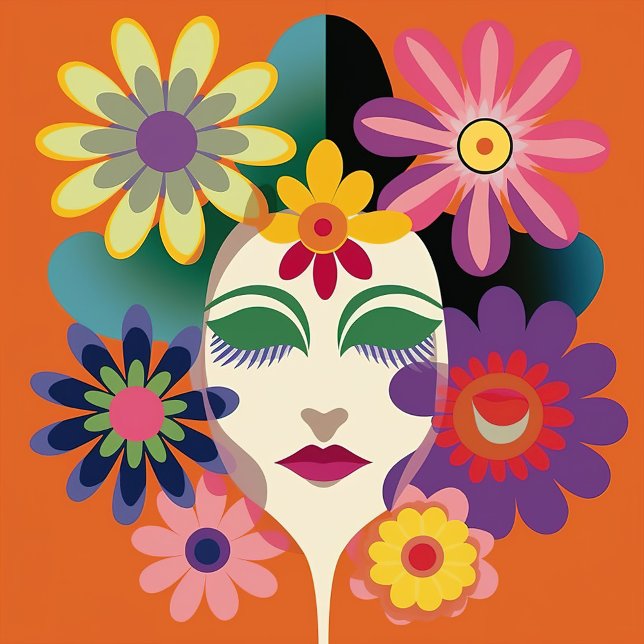 Coque iPhone 16 Art Féminin (Female Face surrounded by Floral Art!)