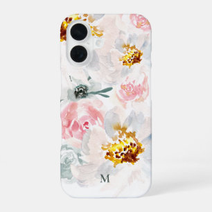 Coque iPhone 16 Art floral aéré personnalisé à l'aquarelle avec mo