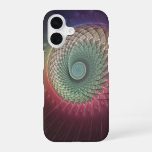 Coque iPhone 16 Art fractal abstrait moderne coloré Escargot