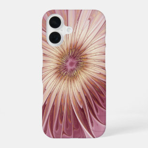 Coque iPhone 16 Art fractal de fleurs abstraites et nuances de bor