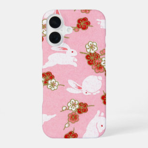 Coque iPhone 16 Art japonais : Pink Sakura & Rabbits iPhone 16 Coq