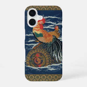 Coque iPhone 16 Art japonais vintage représentant un coq dragon