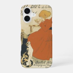 Coque iPhone 16 Art nouveau victorien vintage, Fille aux chats au