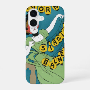 Coque iPhone 16 Art Nouveau vintage, Livorno Senorita dansant
