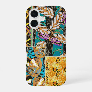 Coque iPhone 16 Art papillon sarcelle et violet maximaliste vibran
