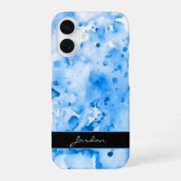 Artsy Sky Blue Watercolor Paint Splates avec nom