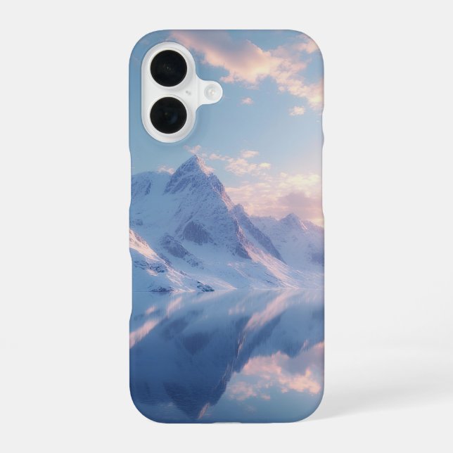Coque iPhone 16 Aube rose alpine miroir (Verso)