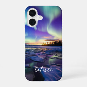 Coque iPhone 16 Aurore Boréale Crépuscule Iridescent
