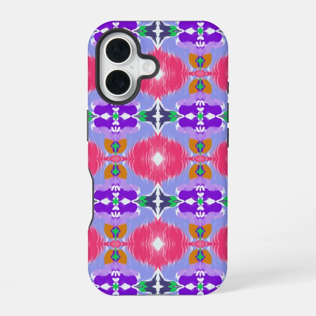 Coque iPhone 16 Aurore Vive Kaléidoscope Fleur Électrique (Verso)