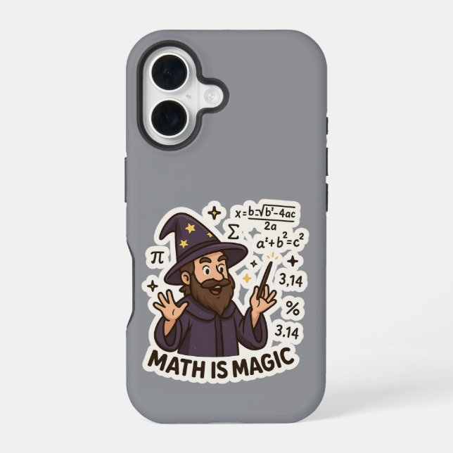 Coque iPhone 16 Autocollant Magicien des Maths – “Les Maths sont M (Verso)