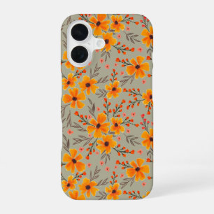 Coque iPhone 16 Automne Automne Floral Motif Sage Vert