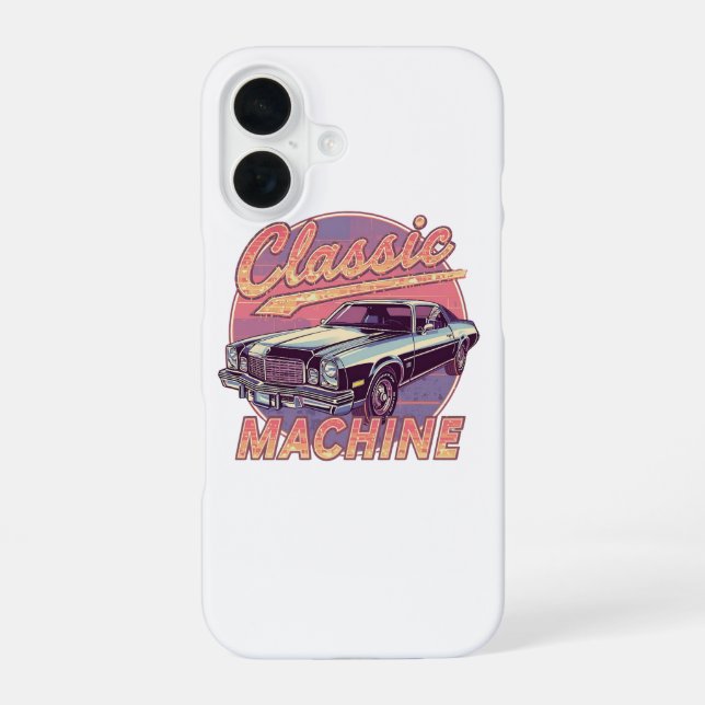 Coque iPhone 16 Automobile de style Vaporwave classique (Verso)