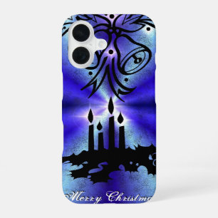 Coque iPhone 16 Avent, magie de Noël sur bleu