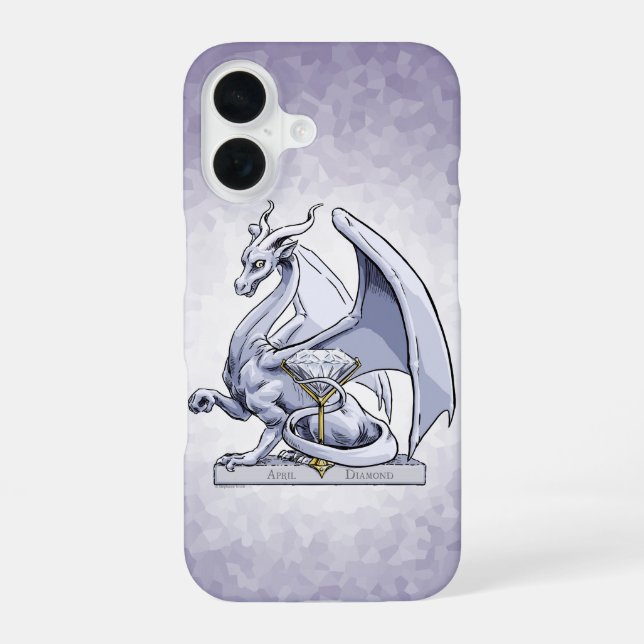 Coque iPhone 16 Avril Birthstone Dragon : Diamond Coque-Mate iPhon (Verso)