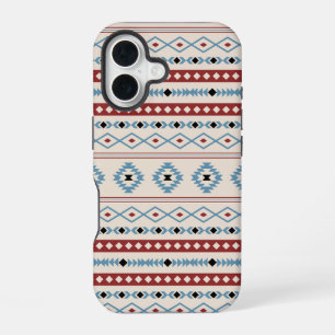 Coque iPhone 16 Aztec Blue Red Black Cream Mixte Motifs Motif