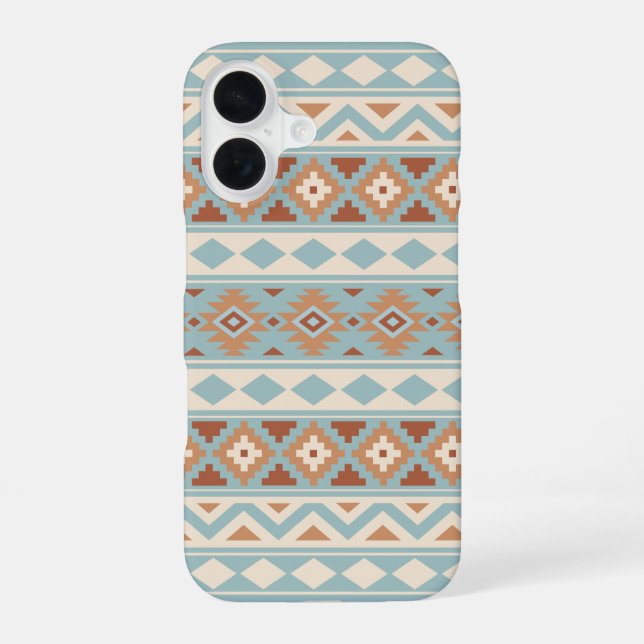 Coque iPhone 16 Aztec Essence Ptn IIIb Blue Cream Terracottas (Verso)