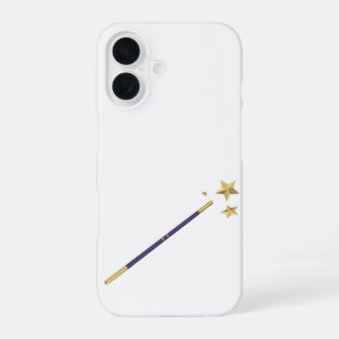 Coque iPhone 16 Baguette magique violette avec trois étoiles d'or