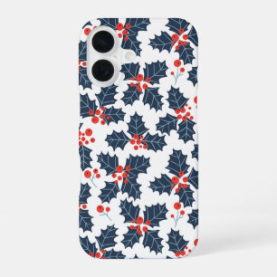 Coque iPhone 16 Baie de houx sur fond blanc