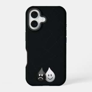 Coque iPhone 16 Baisses de dualité - Happy & Tristes émotions mini