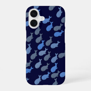 Coque iPhone 16 Baleines sur Bleu