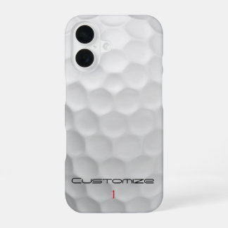 Coque iPhone 16 Balle de golf blanche texturée avec nom et numéro