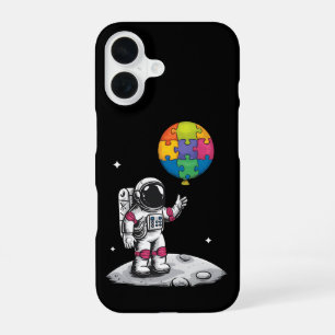 Coque iPhone 16 Ballon d'astronaute autiste Espace Sensibilisation