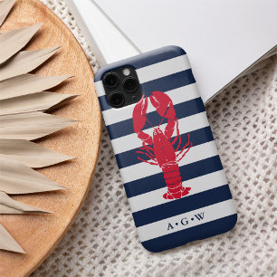 Coque iPhone 16 Bande et homard de la marine de Preppy nautique