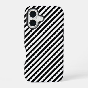 Coque iPhone 16 Bandes à angle noir et blanc