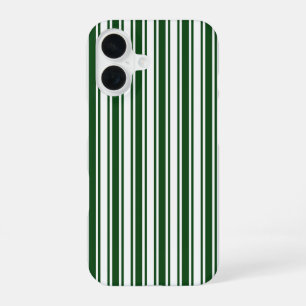 Coque iPhone 16 Bandes de bonbons vert foncé et blanc Coque-Mate i