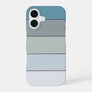 Coque iPhone 16 Bandes de couleur bleue et grise sur papier aquare