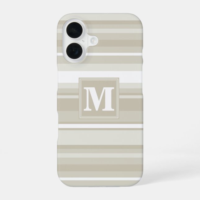 Coque iPhone 16 Bandes de grès monogramme (Verso)