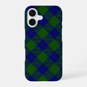 Coque iPhone 16 Barclay tartan bleu vert plaid