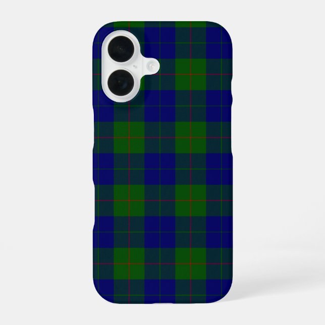 Coque iPhone 16 Barclay tartan bleu vert plaid (Verso)