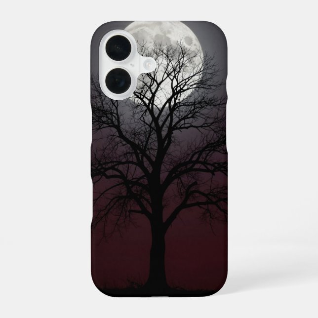 Coque iPhone 16 Bare Tree and Full Moon Dark Case (Verso)