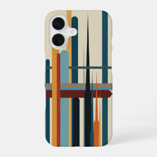 Coque iPhone 16 Barres Verticales Abstraites Rétro