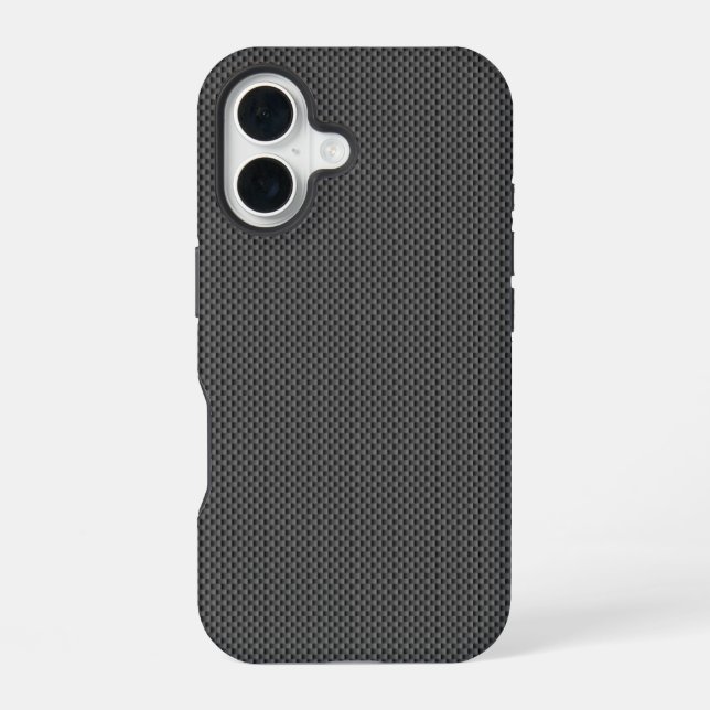 Coque iPhone 16 Base noire de fibres de carbone (Verso)