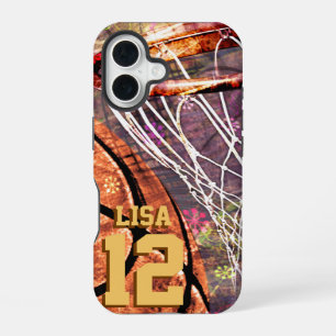 Coque iPhone 16 basket-ball féminin rose violet féminin