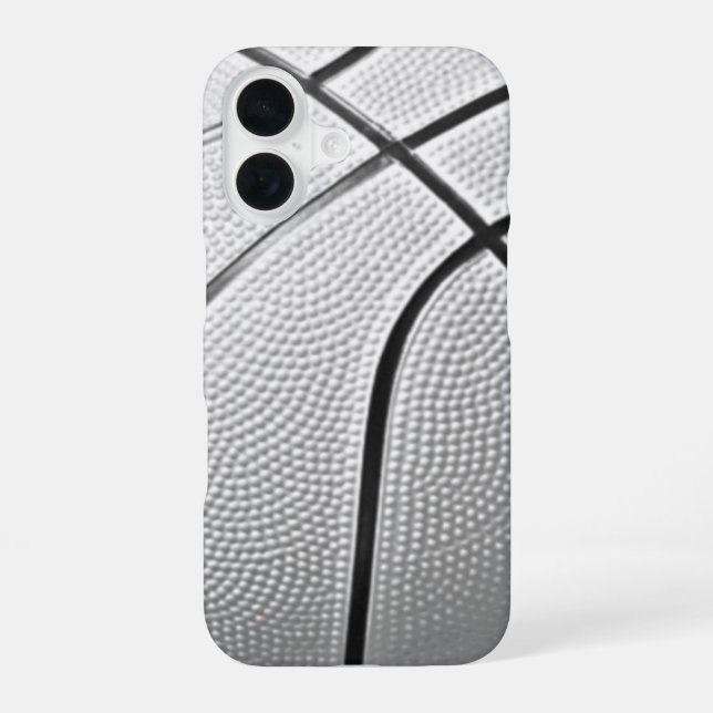 Coque iPhone 16 Basket-ball Noir & Blanc (Verso)