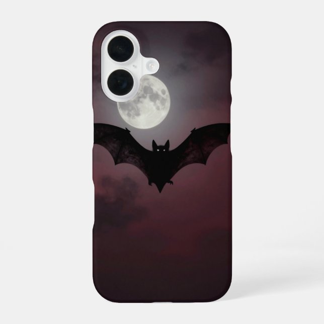 Coque iPhone 16 Bat Across the Moon Dark Gothic Case (Verso)
