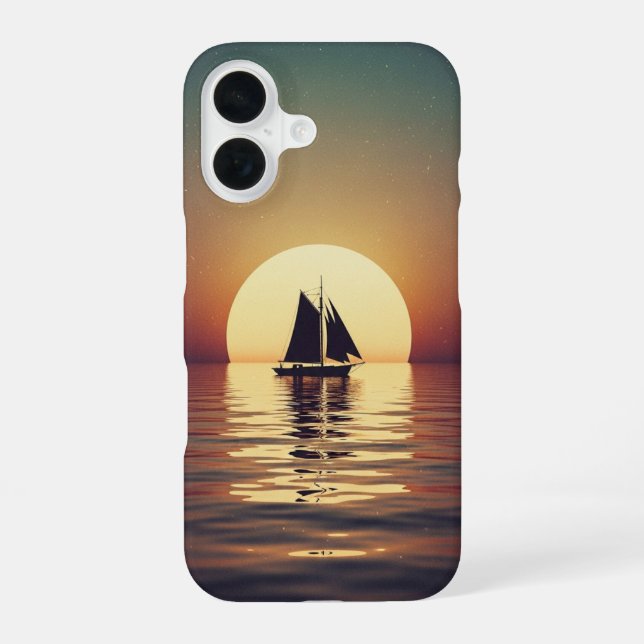 Coque iPhone 16 Bateau Rétro sur Mer Calme (Verso)