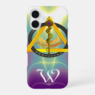 COQUE iPhone 16 BÂTON D'ASCLEPIOS DENTISTE DENTISTERIE MONOGRAMME