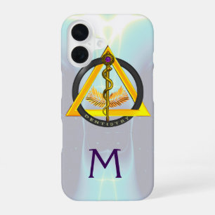 COQUE iPhone 16 BÂTON D'ASCLEPIOS DENTISTE DENTISTERIE MONOGRAMME