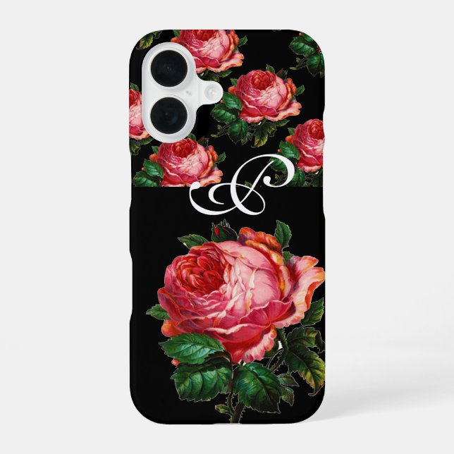 COQUE iPhone 16 BEAU MONOGRAMME DE ROSE ROSE (Verso)
