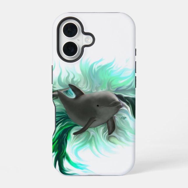 Coque iPhone 16 Bébé dauphin (Verso)